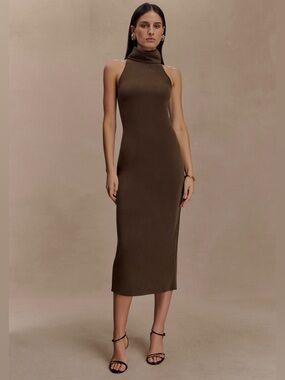Meshki Kennedy High Neck Midi Dress - Chocolate